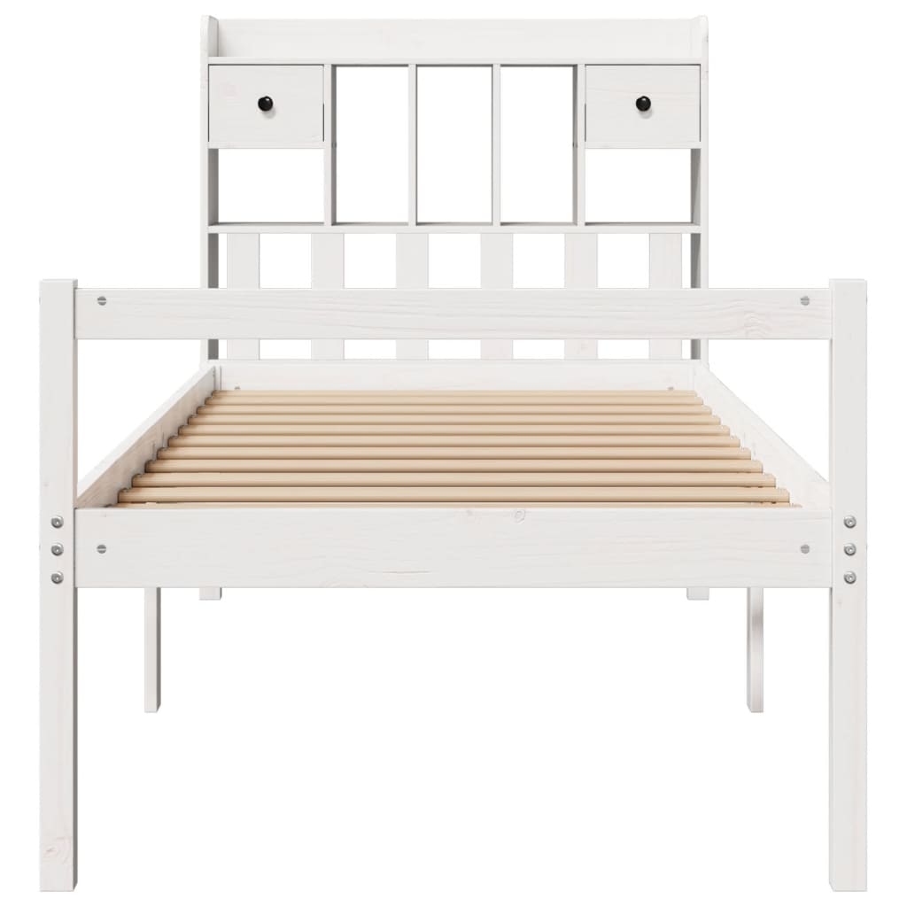 Bookcase Bed without Mattress White 75x190 cm Small Single Solid Wood Pine