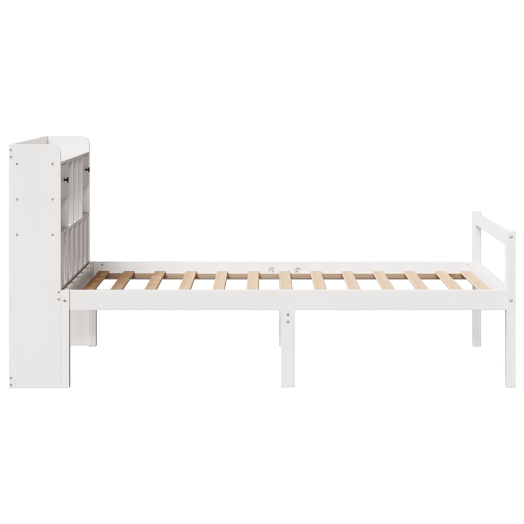 Bookcase Bed without Mattress White 75x190 cm Small Single Solid Wood Pine