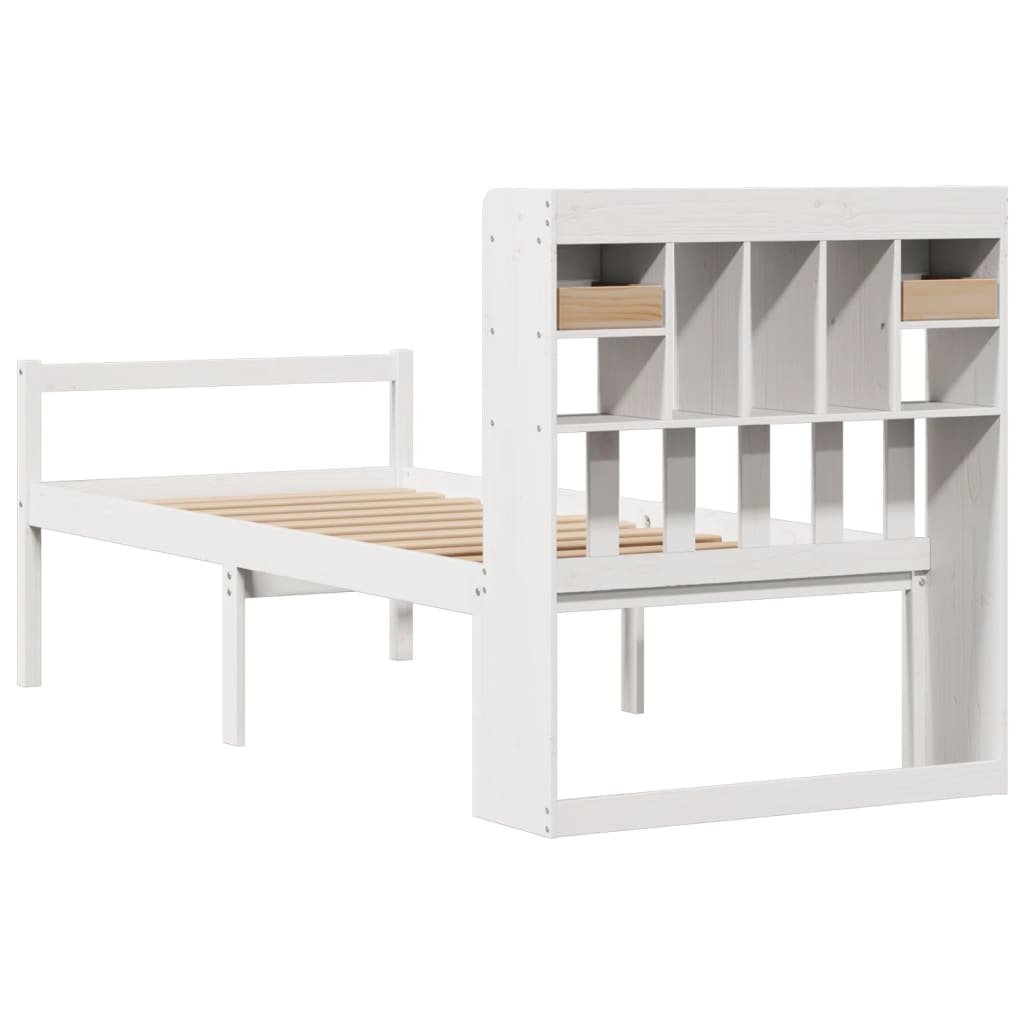 Bookcase Bed without Mattress White 75x190 cm Small Single Solid Wood Pine