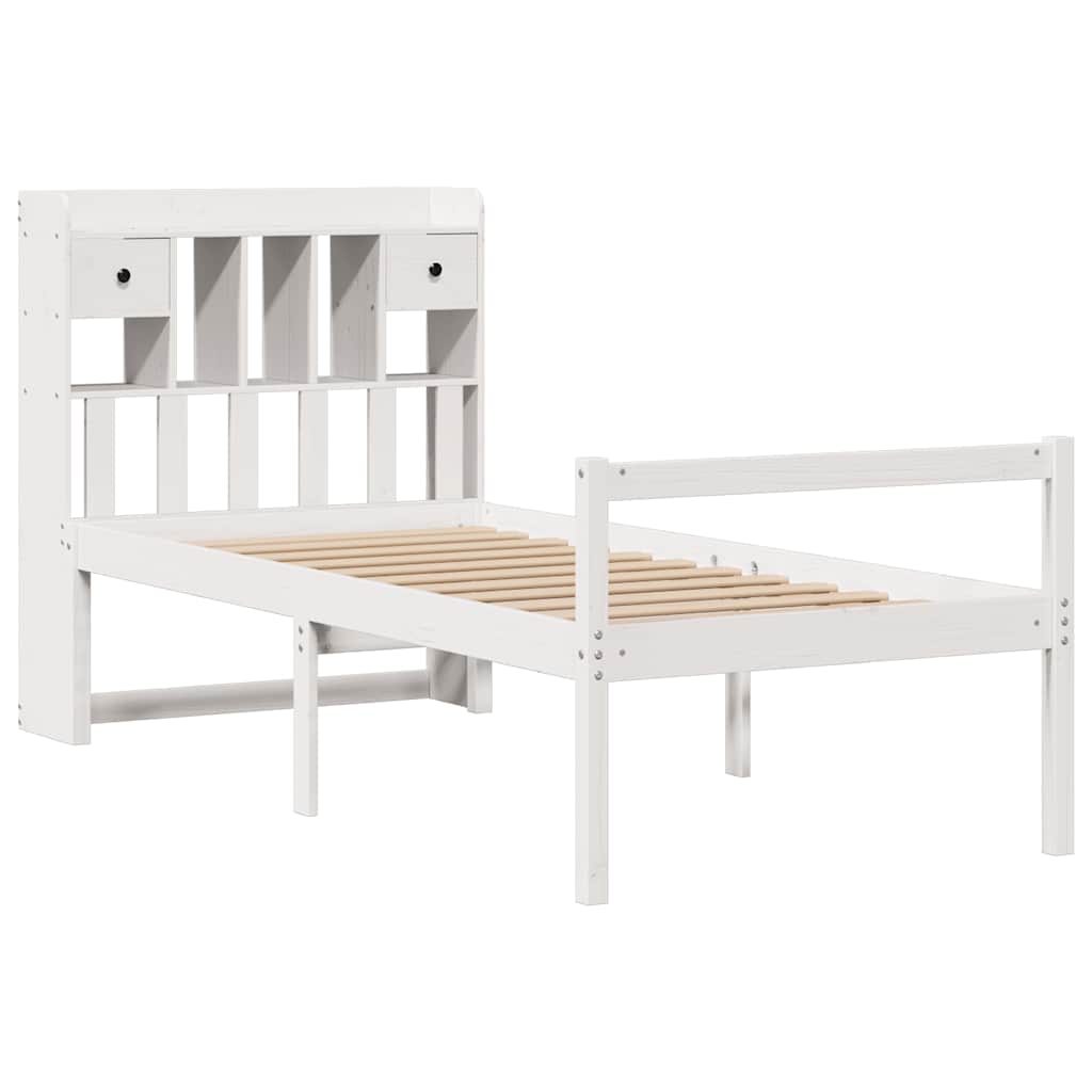 Bookcase Bed without Mattress White 90x200 cm Solid Wood Pine