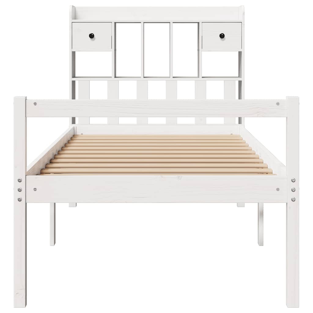 Bookcase Bed without Mattress White 90x200 cm Solid Wood Pine
