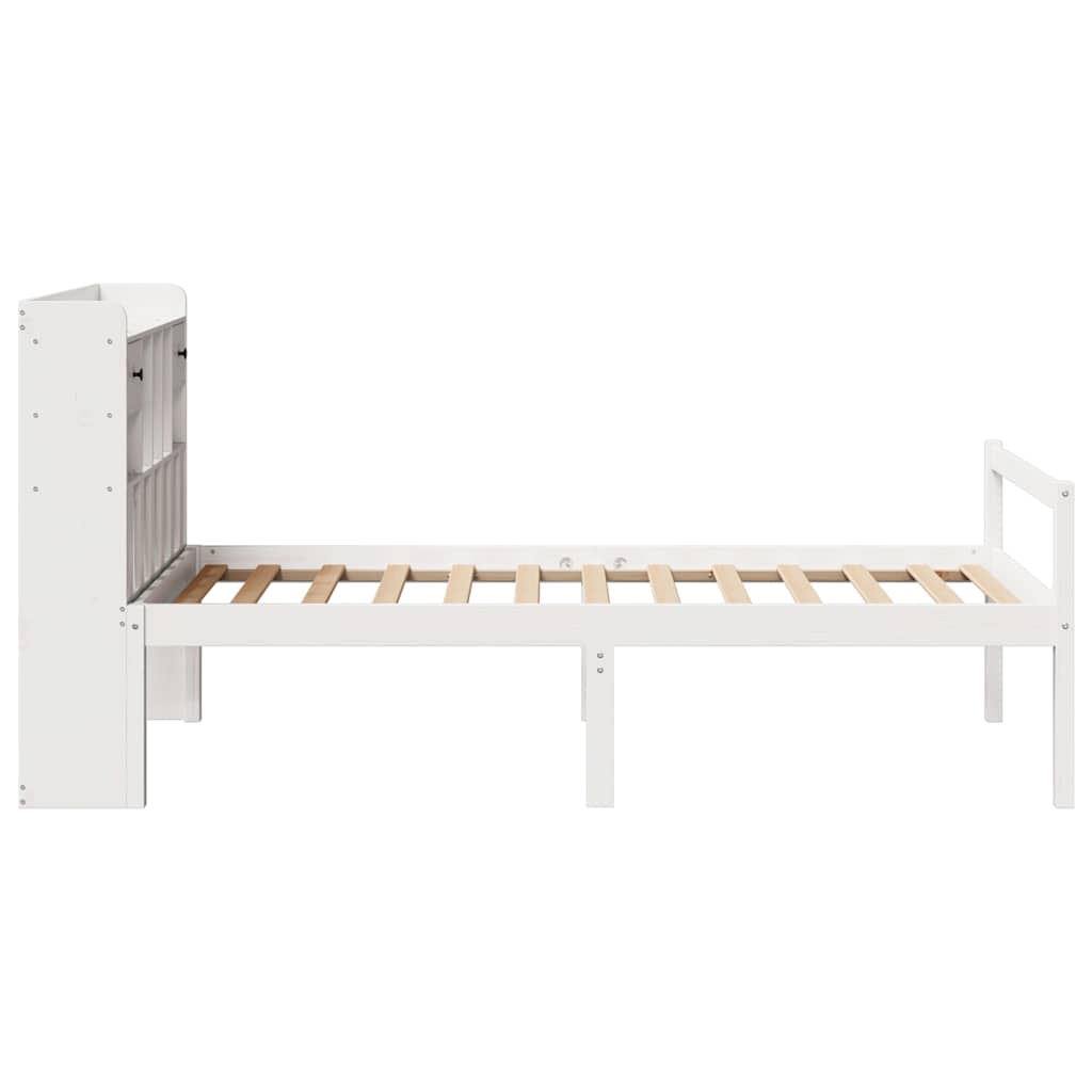 Bookcase Bed without Mattress White 90x200 cm Solid Wood Pine