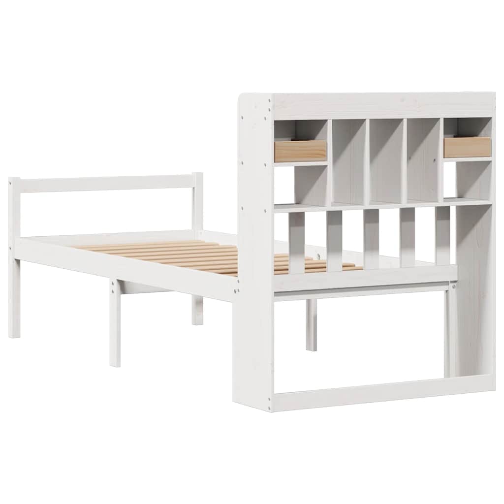 Bookcase Bed without Mattress White 90x200 cm Solid Wood Pine