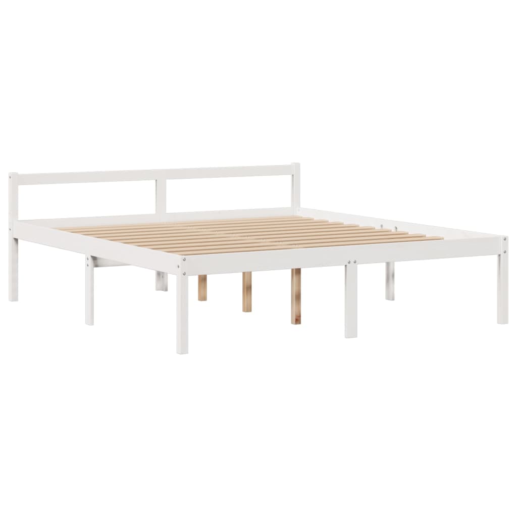 Bookcase Bed without Mattress White 180x200 cm Super King Solid Wood Pine