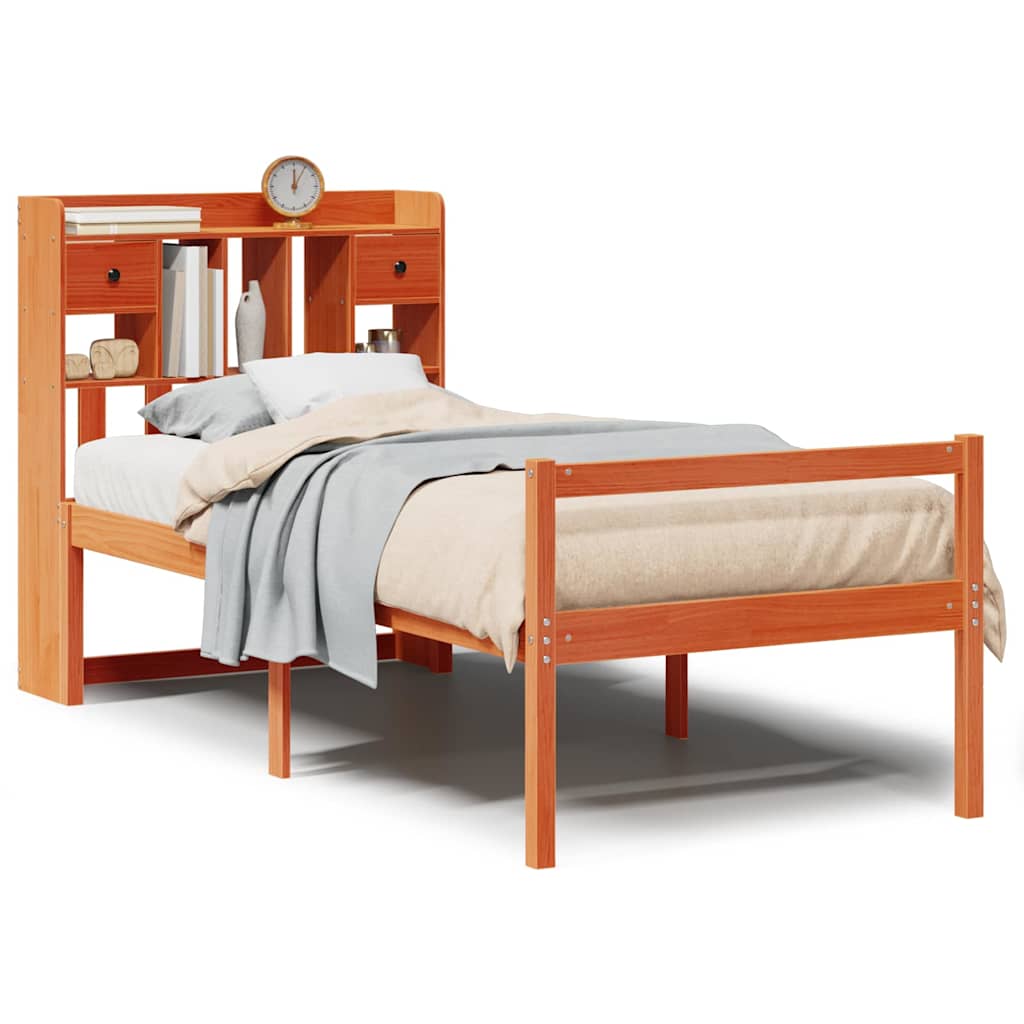 Bookcase Bed without Mattress Wax Brown 75x190 cm Small Single Solid Wood Pine