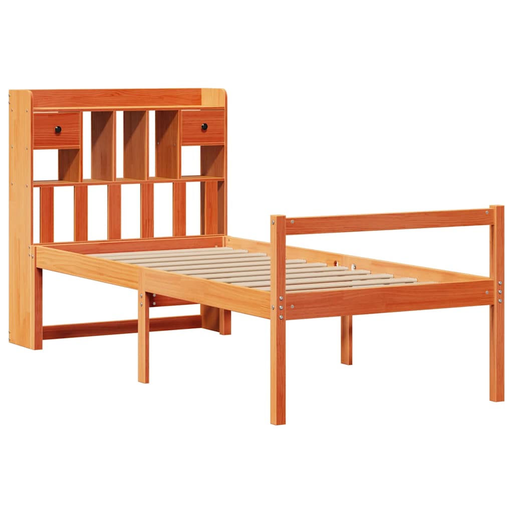 Bookcase Bed without Mattress Wax Brown 75x190 cm Small Single Solid Wood Pine