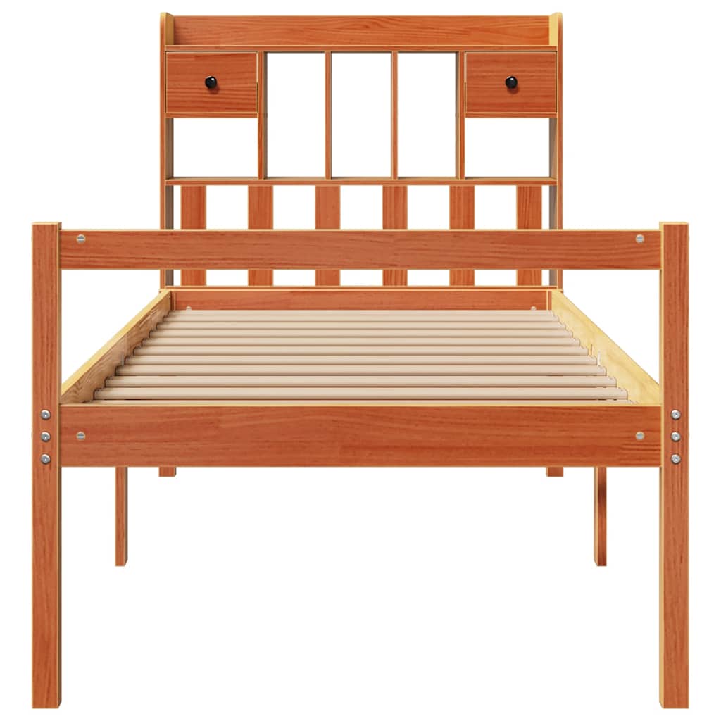 Bookcase Bed without Mattress Wax Brown 75x190 cm Small Single Solid Wood Pine
