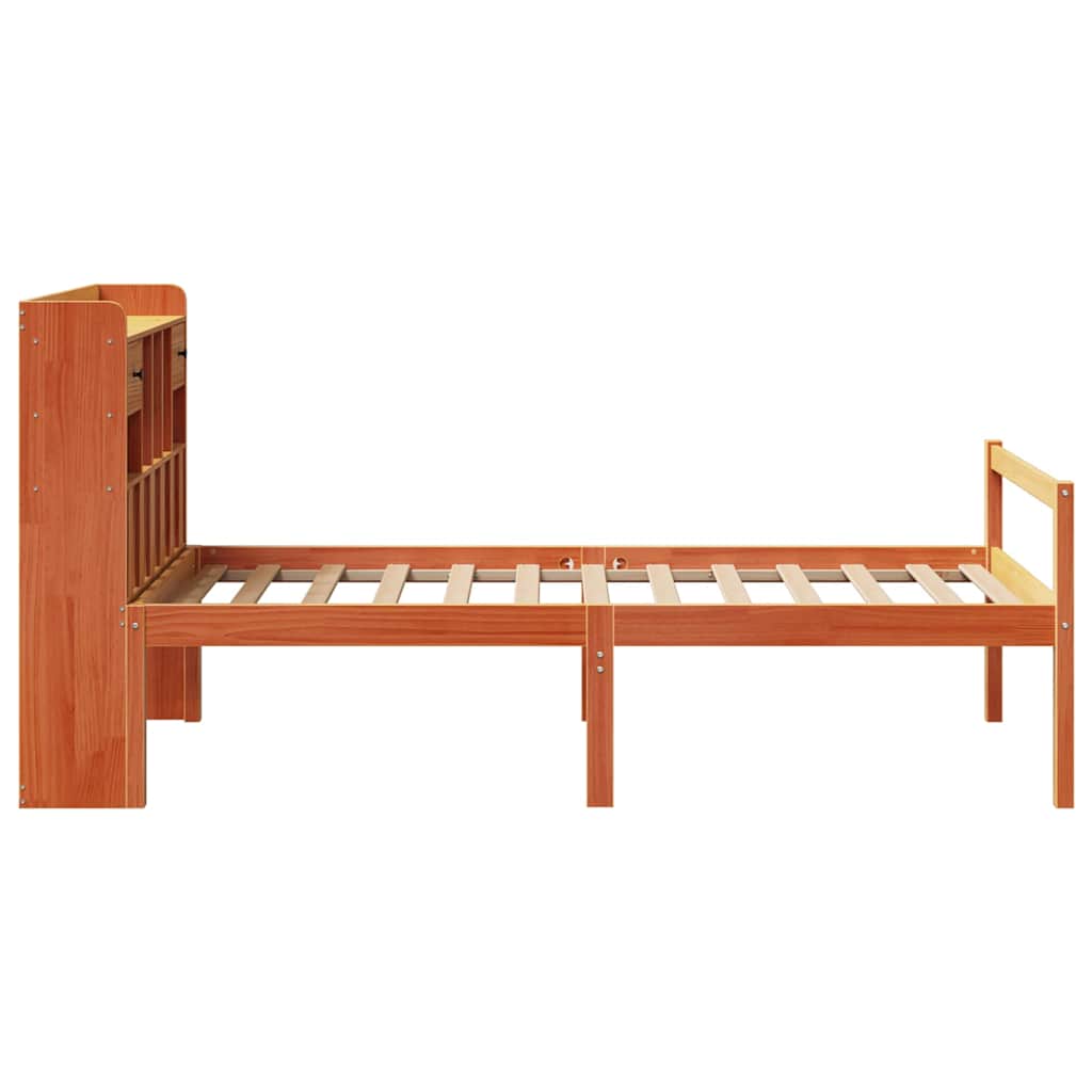 Bookcase Bed without Mattress Wax Brown 75x190 cm Small Single Solid Wood Pine