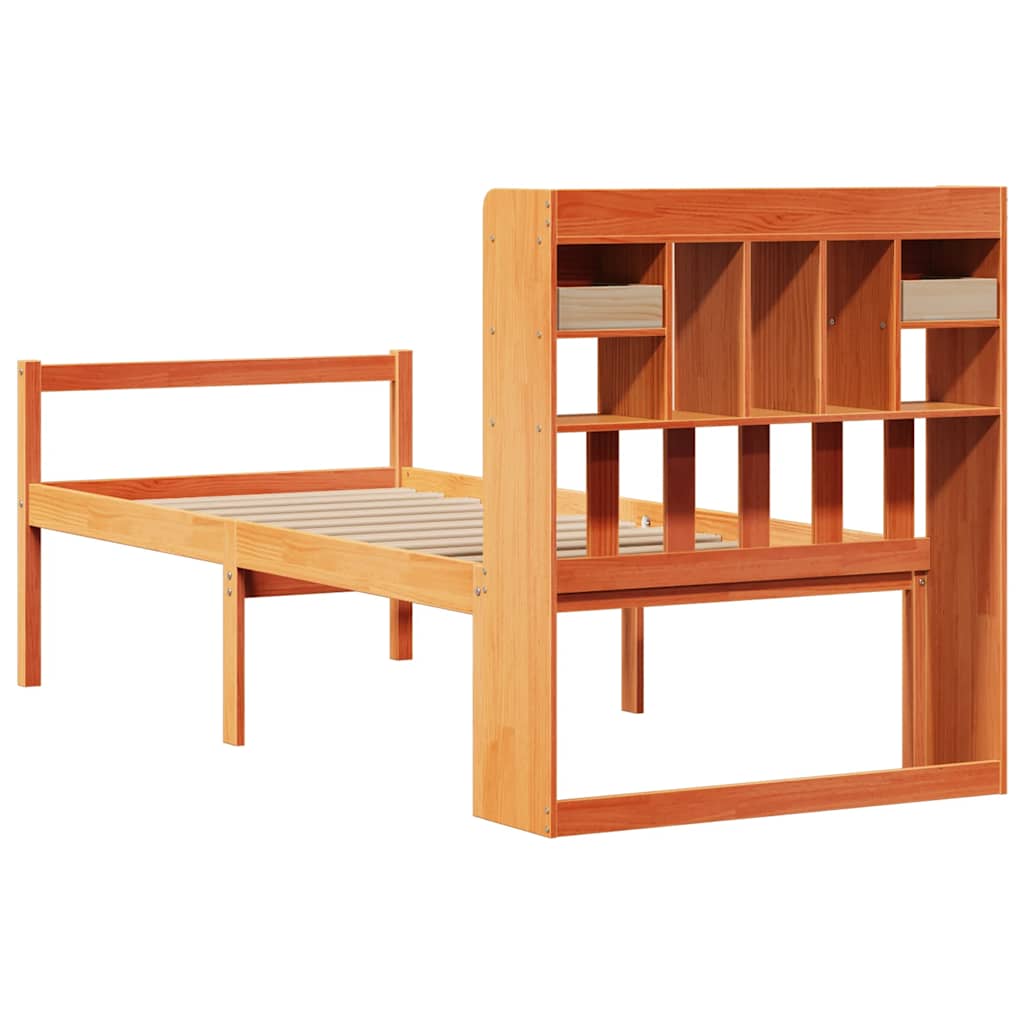 Bookcase Bed without Mattress Wax Brown 75x190 cm Small Single Solid Wood Pine
