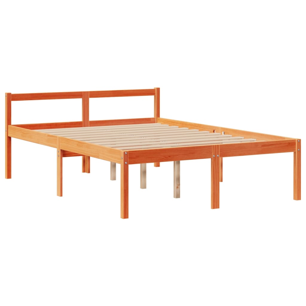 Bookcase Bed without Mattress Wax Brown 150x200 cm King Size Solid Wood Pine