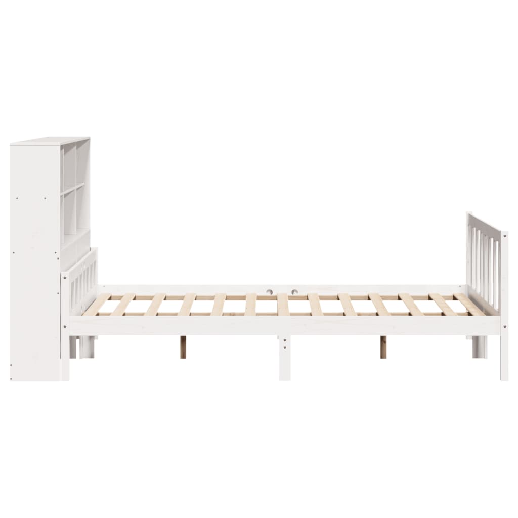 Bookcase Bed without Mattress White 160x200 cm Solid Wood Pine