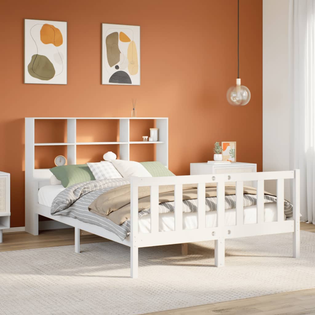 Bookcase Bed without Mattress White 160x200 cm Solid Wood Pine