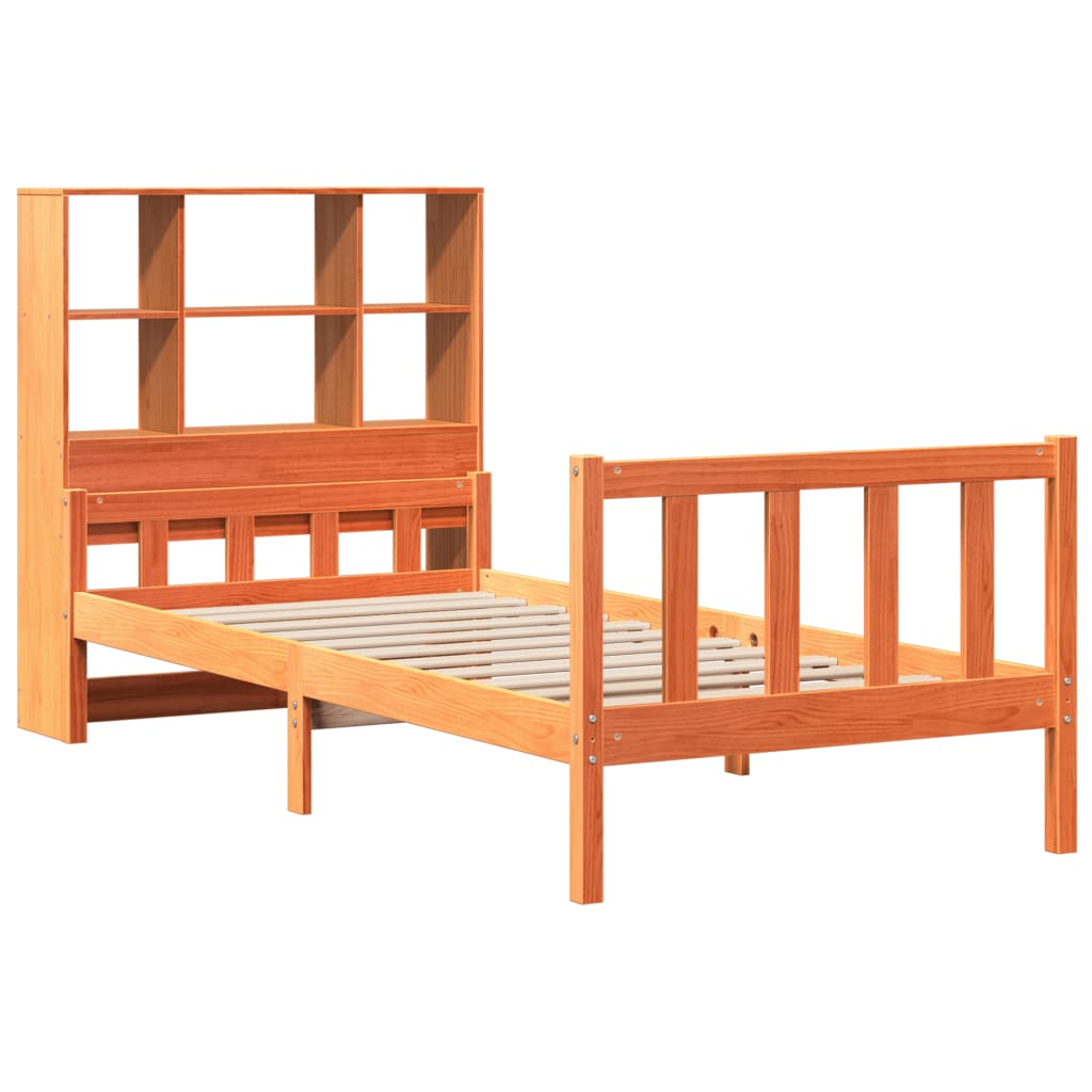 Bookcase Bed without Mattress Wax Brown 75x190 cm Small Single Solid Wood