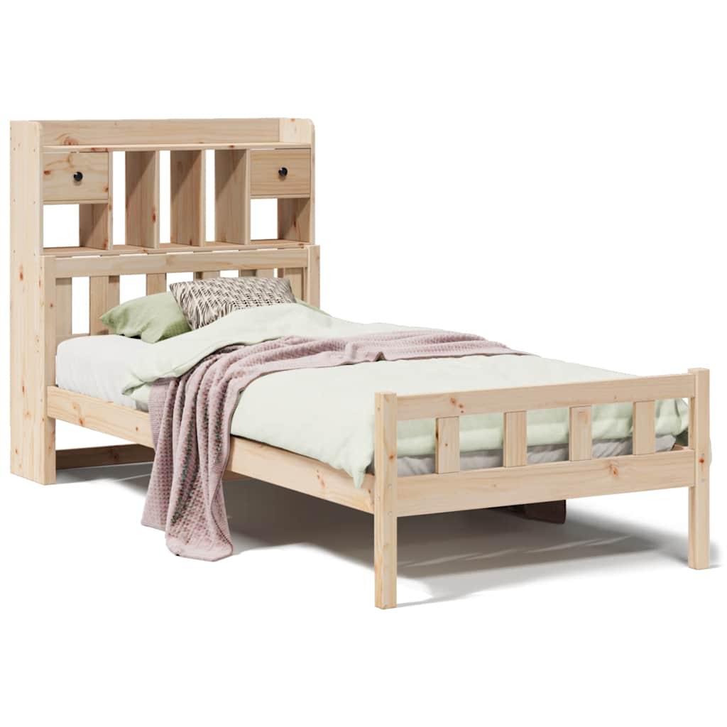 Bookcase Bed without Mattress 90x190 cm Single Solid Wood Pine