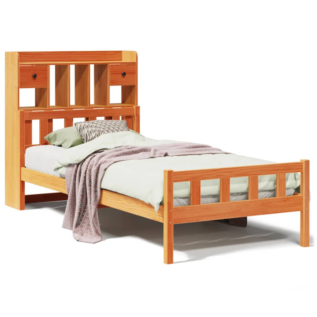 Bookcase Bed without Mattress Wax Brown 75x190 cm Small Single Solid Wood Pine