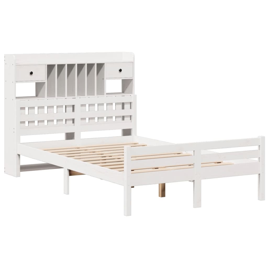 vidaXL Bookcase Bed without Mattress White 120x190 cm Small Double Solid Wood Pine