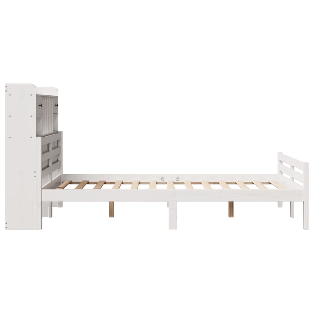 vidaXL Bookcase Bed without Mattress White 120x190 cm Small Double Solid Wood Pine