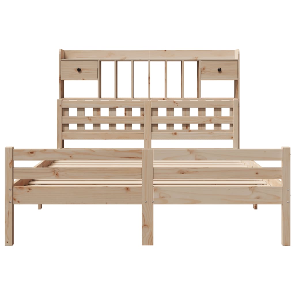Bookcase Bed without Mattress 140x190cm Solid Wood Pine