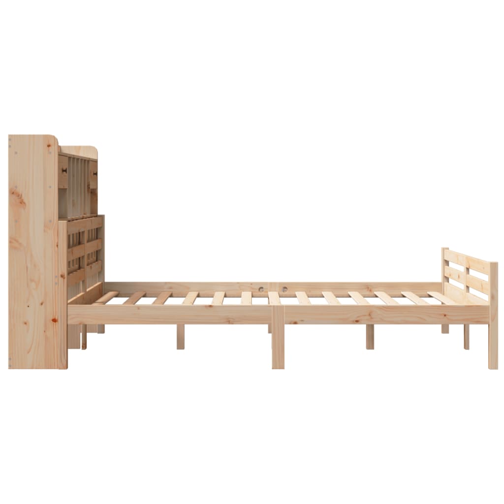 Bookcase Bed without Mattress 140x190cm Solid Wood Pine