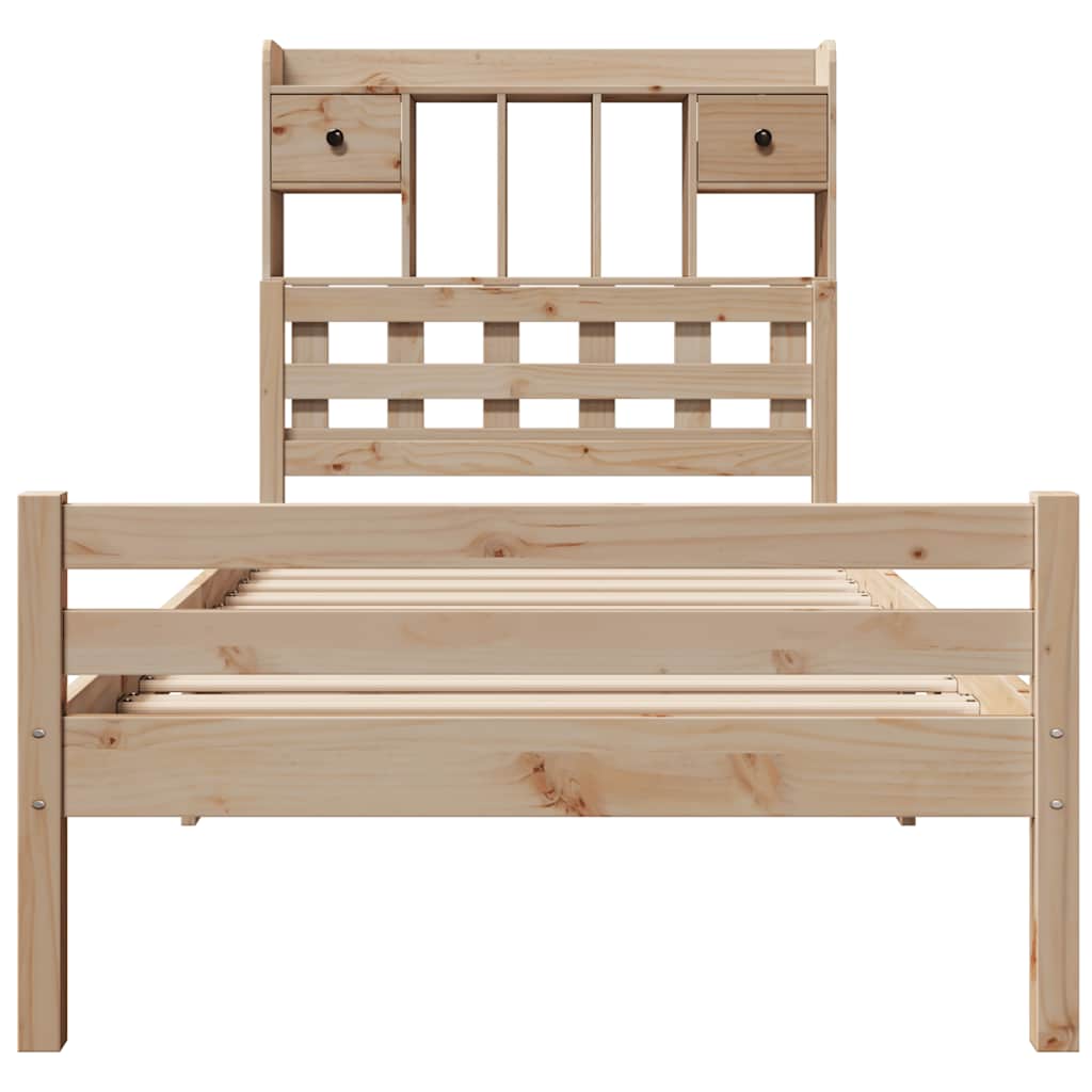 Bookcase Bed without Mattress 90x200cm Solid Wood Pine