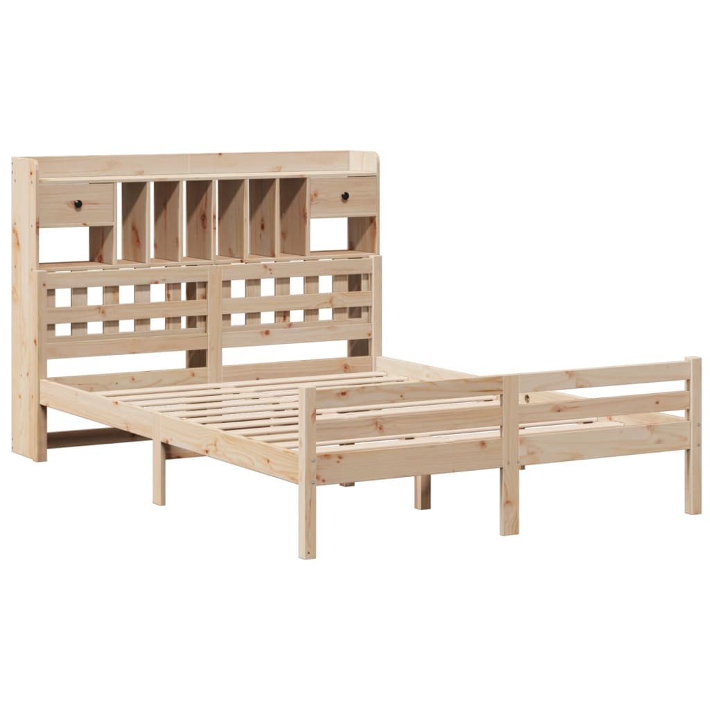 Bookcase Bed without Mattress 140x200cm Solid Wood Pine