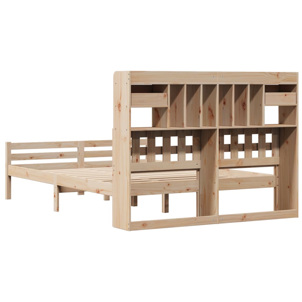 Bookcase Bed without Mattress 140x200cm Solid Wood Pine