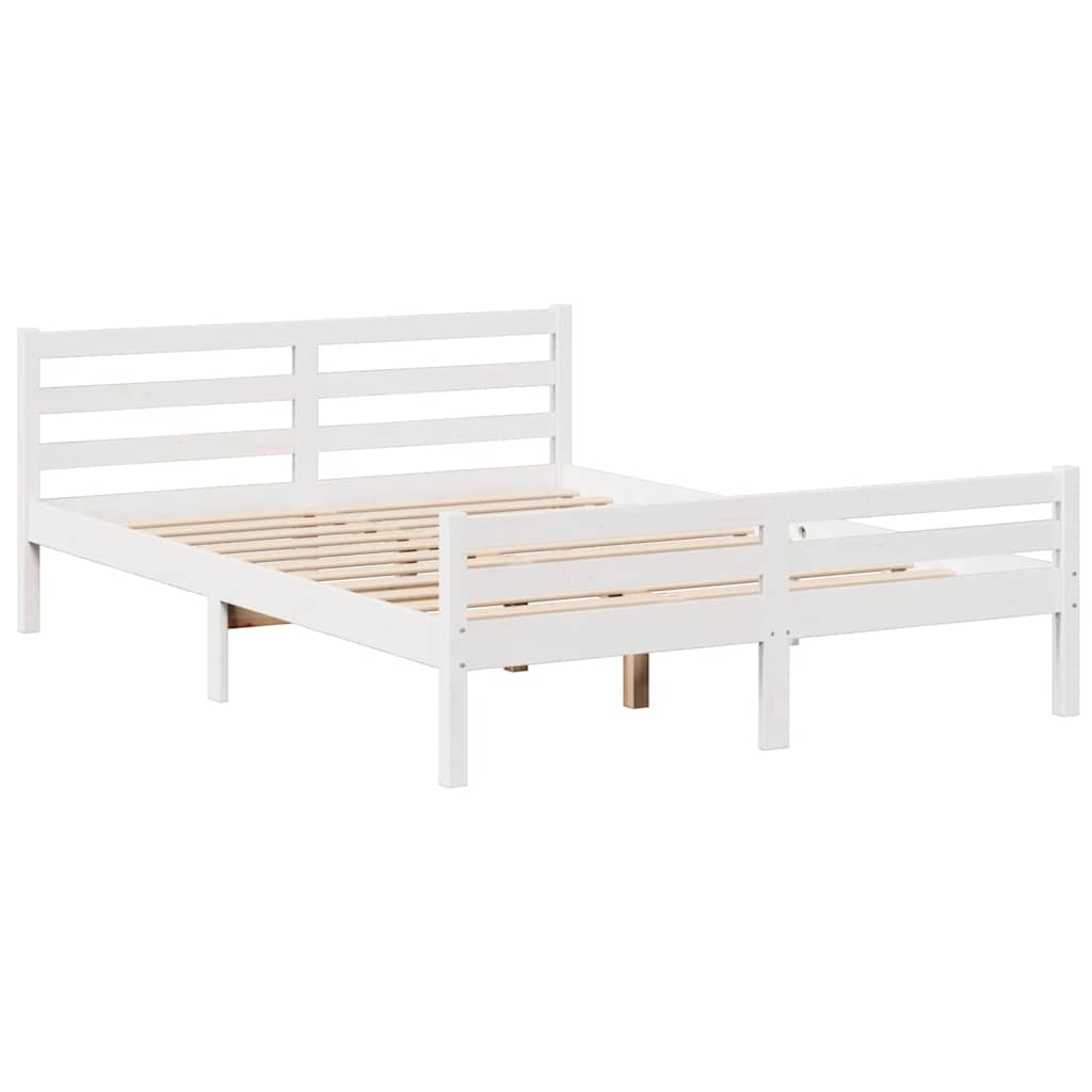 Bookcase Bed without Mattress White 140x200cm Solid Wood Pine