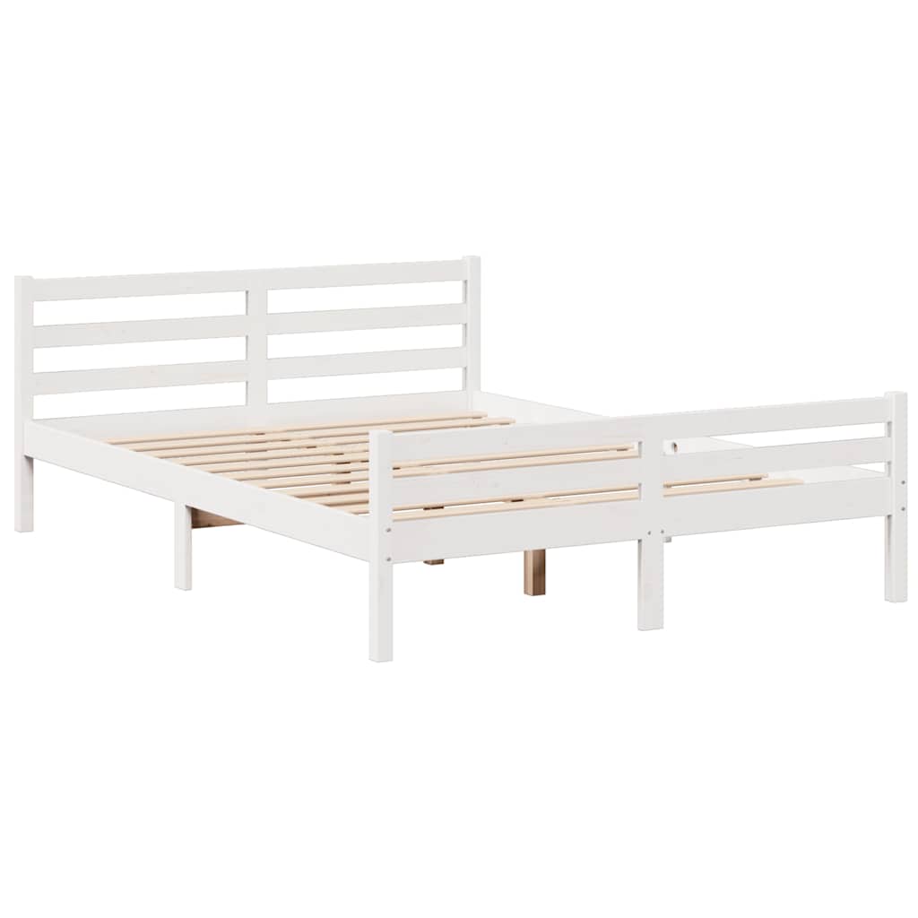 Bookcase Bed without Mattress White 150x200 cm King Size Solid Wood Pine