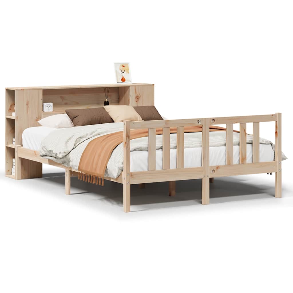Bookcase Bed without Mattress 135x190cm Solid Wood Pine