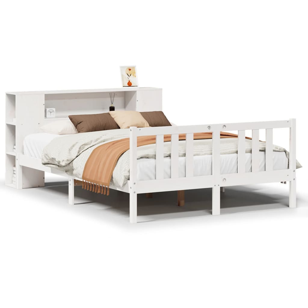 vidaXL Bookcase Bed without Mattress White 140x190cm Solid Wood Pine