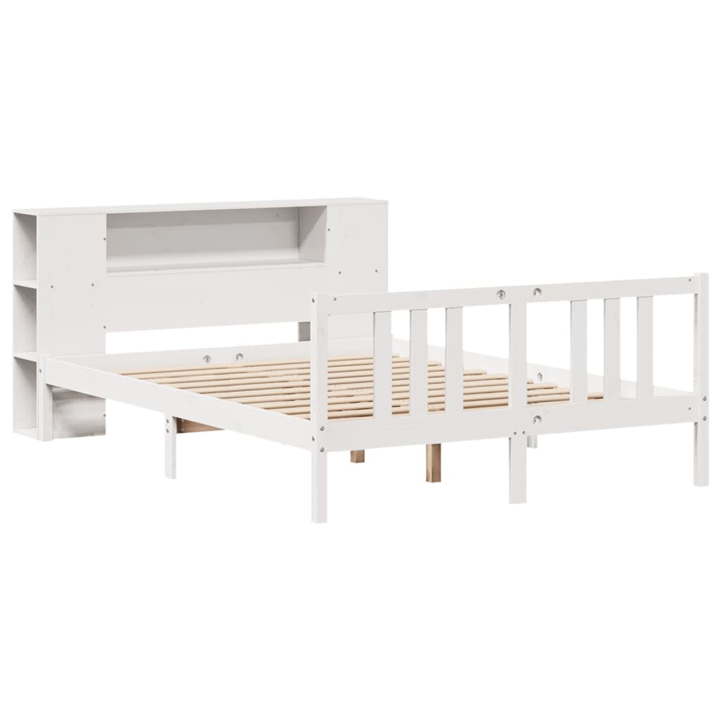 vidaXL Bookcase Bed without Mattress White 140x190cm Solid Wood Pine