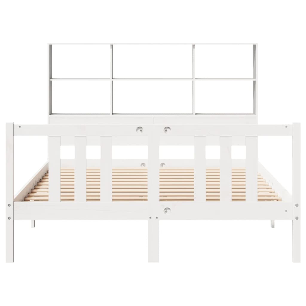 vidaXL Bookcase Bed without Mattress White 140x190cm Solid Wood Pine