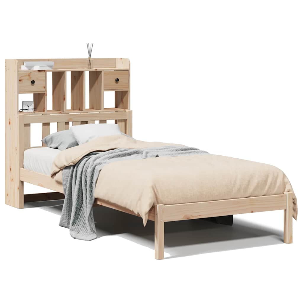 Bookcase Bed without Mattress 90x190 cm Single Solid Wood Pine