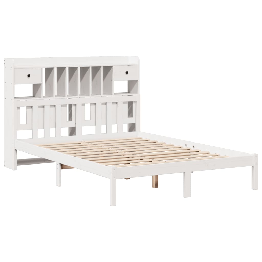 vidaXL Bookcase Bed without Mattress White 140x190 cm Solid Wood Pine