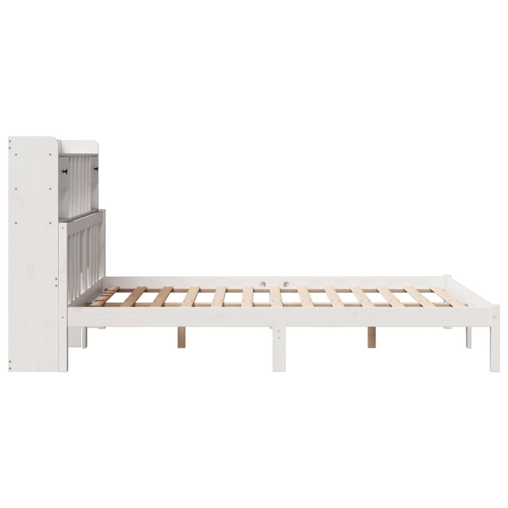 vidaXL Bookcase Bed without Mattress White 140x190 cm Solid Wood Pine