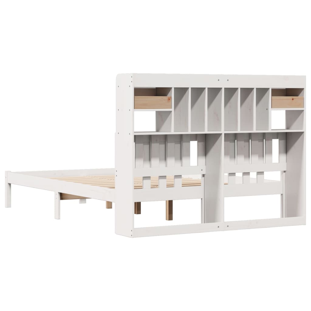 vidaXL Bookcase Bed without Mattress White 140x190 cm Solid Wood Pine