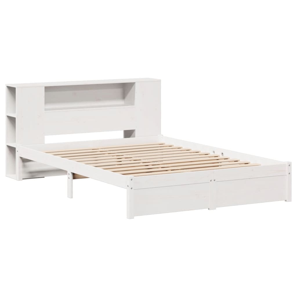 vidaXL Bookcase Bed without Mattress White 135x190cm Double Solid Wood Pine