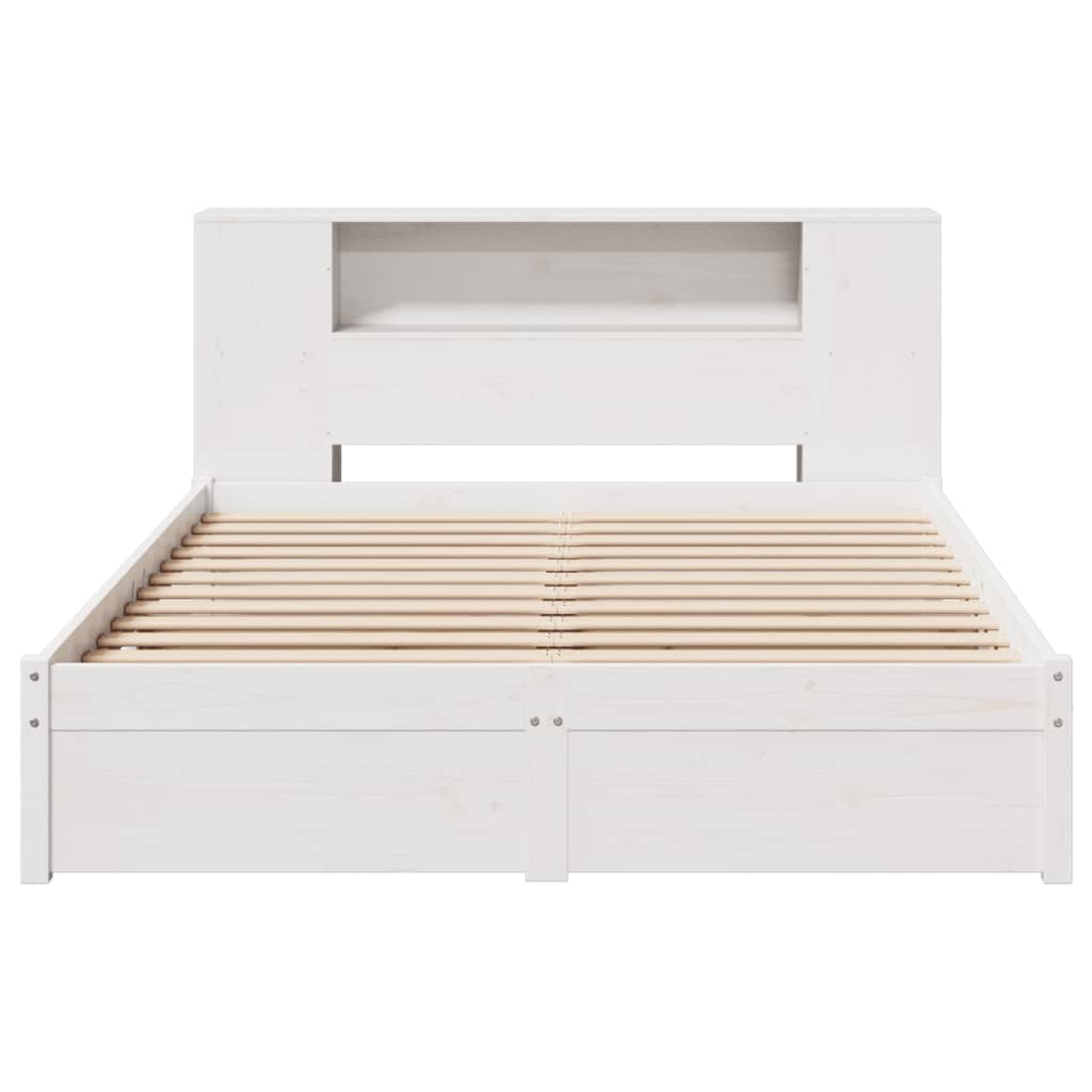 vidaXL Bookcase Bed without Mattress White 135x190cm Double Solid Wood Pine