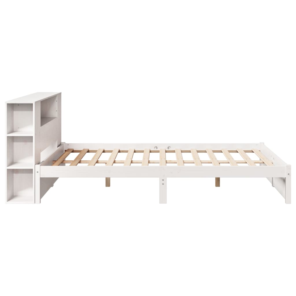 vidaXL Bookcase Bed without Mattress White 135x190cm Double Solid Wood Pine