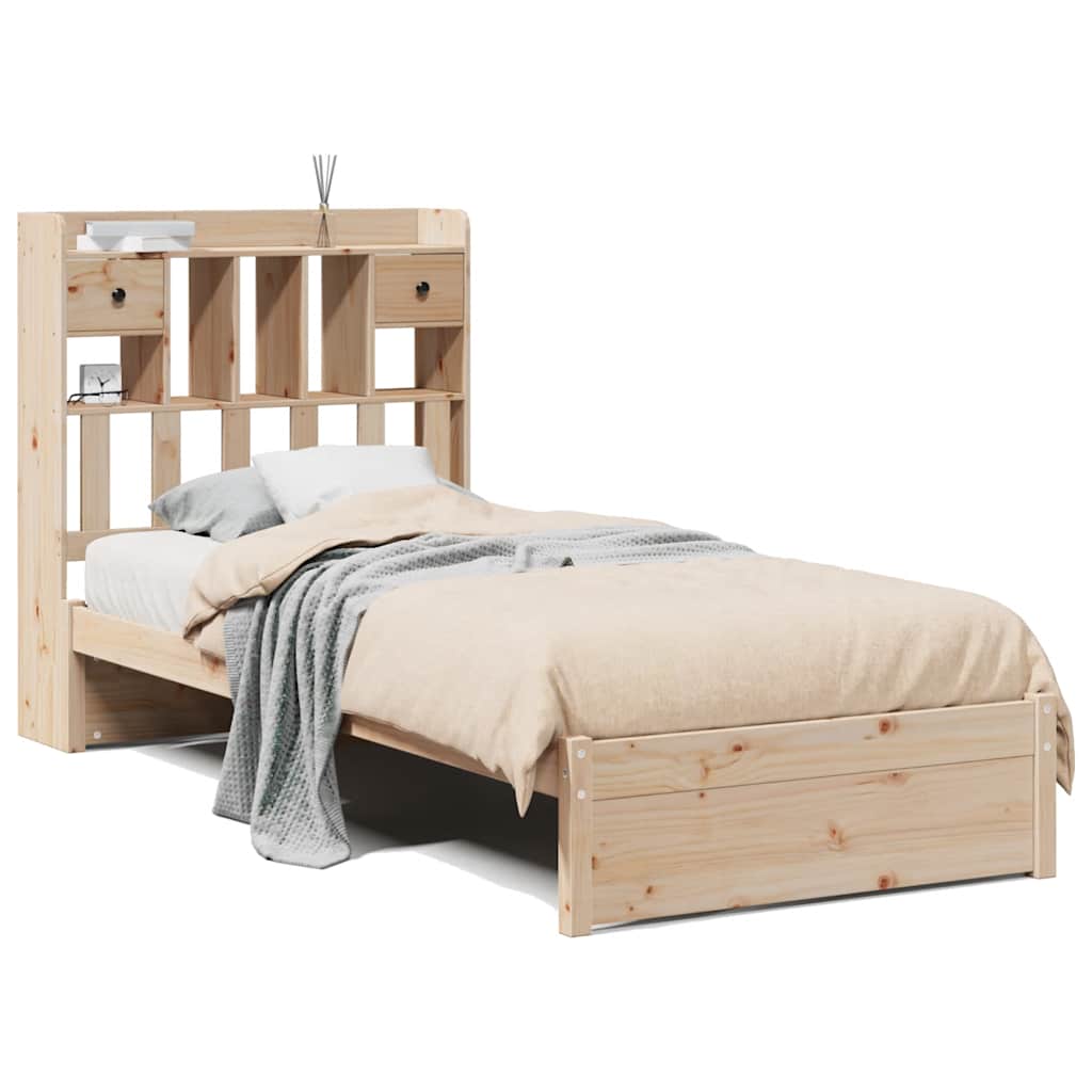 Bookcase Bed without Mattress 75x190cm Small Single Solid Wood Pine