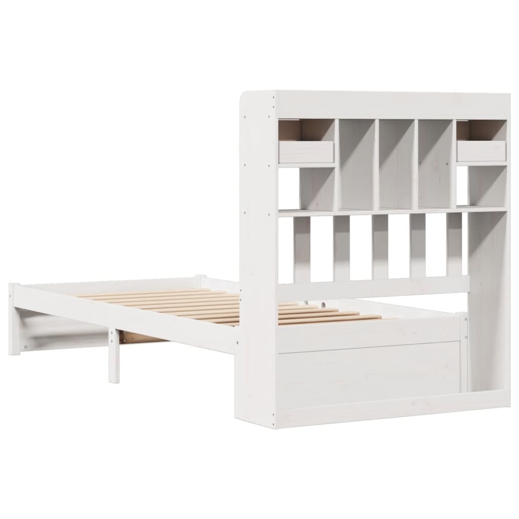 vidaXL Bookcase Bed without Mattress White 100x200cm Solid Wood Pine