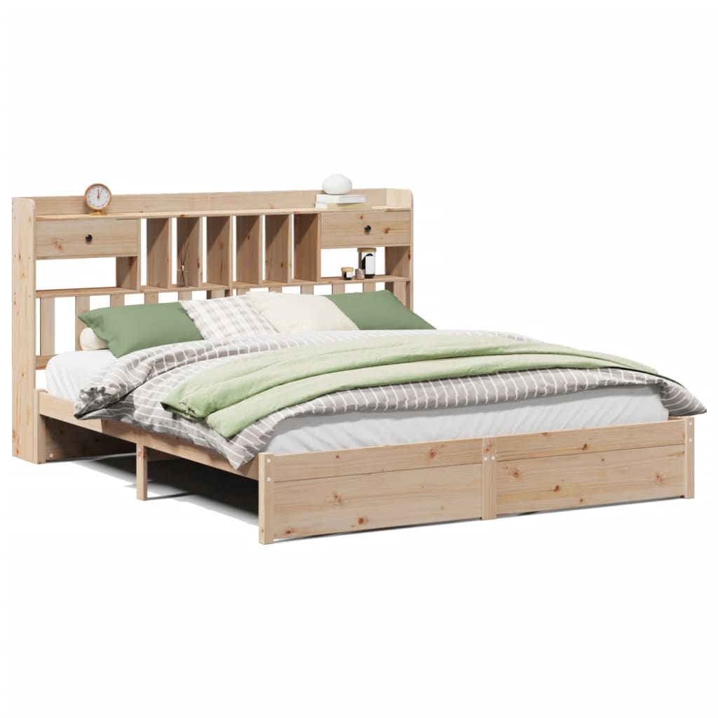 vidaXL Bookcase Bed without Mattress 200x200cm Solid Wood Pine