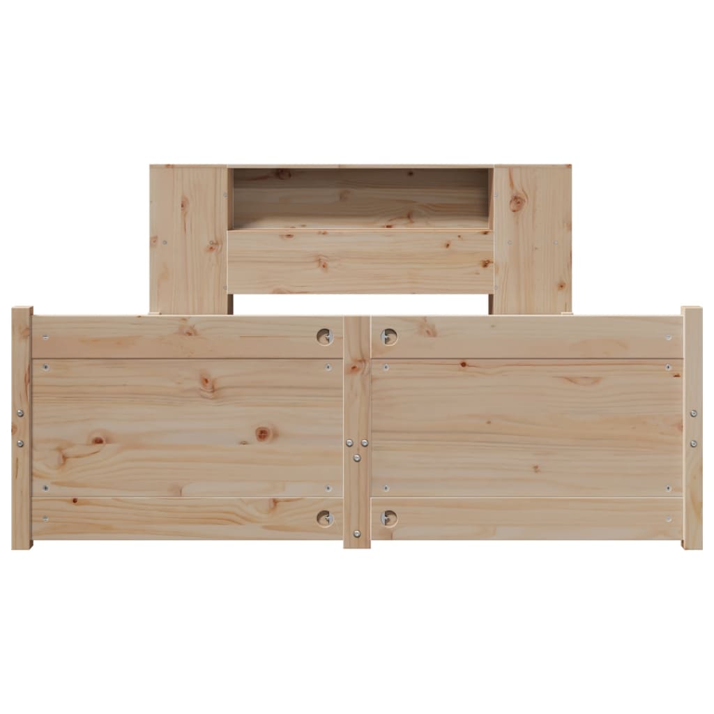 Bookcase Bed without Mattress 135x190cm Double Solid Wood Pine