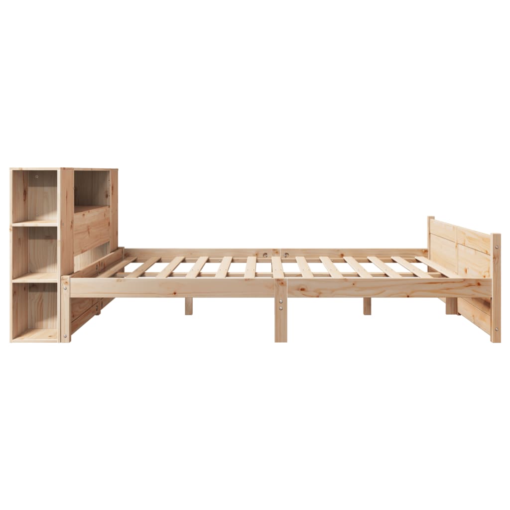 Bookcase Bed without Mattress 135x190cm Double Solid Wood Pine