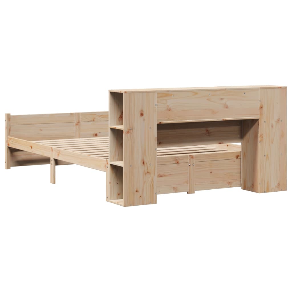 Bookcase Bed without Mattress 135x190cm Double Solid Wood Pine