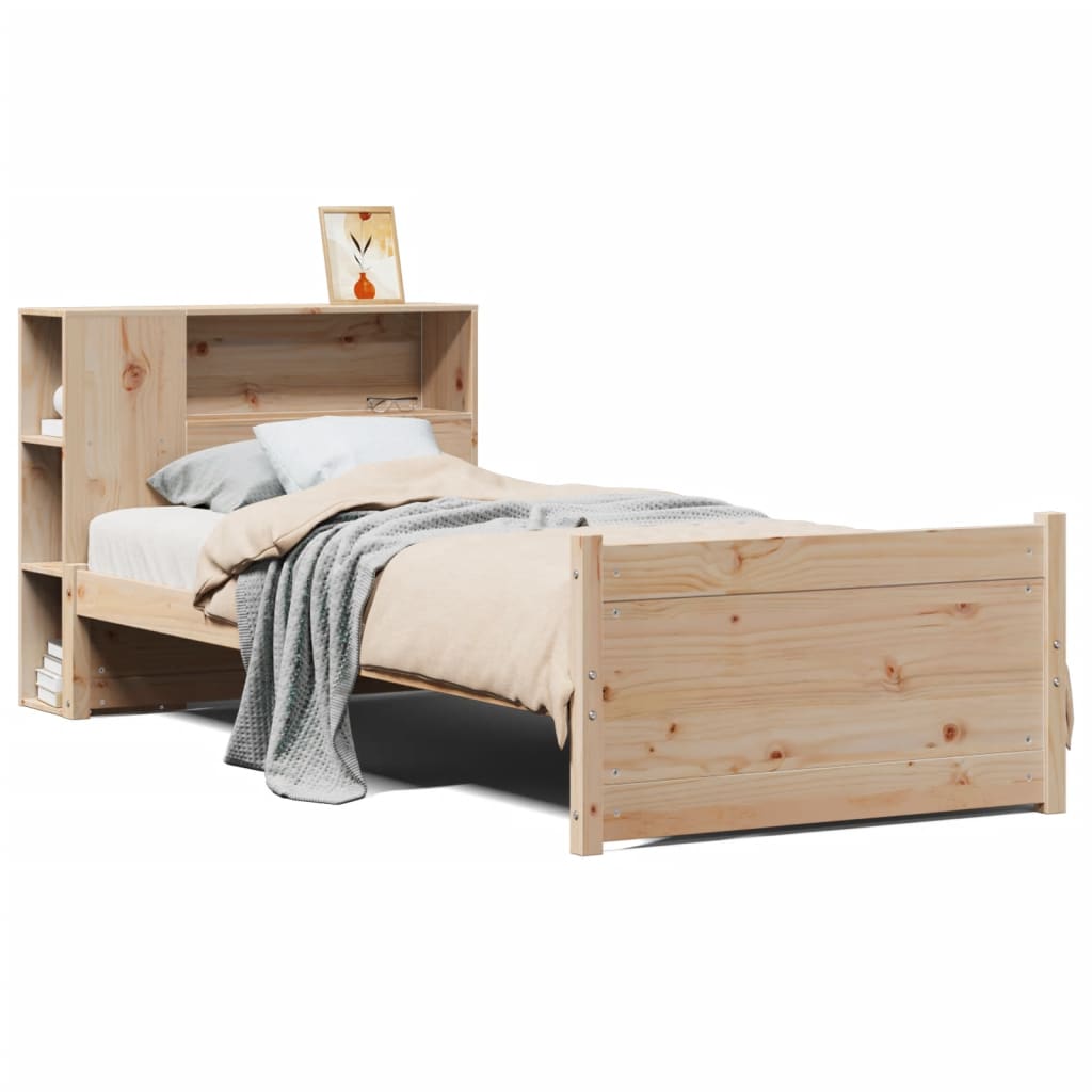 Bookcase Bed without Mattress 75x190cm Small Single Solid Wood Pine