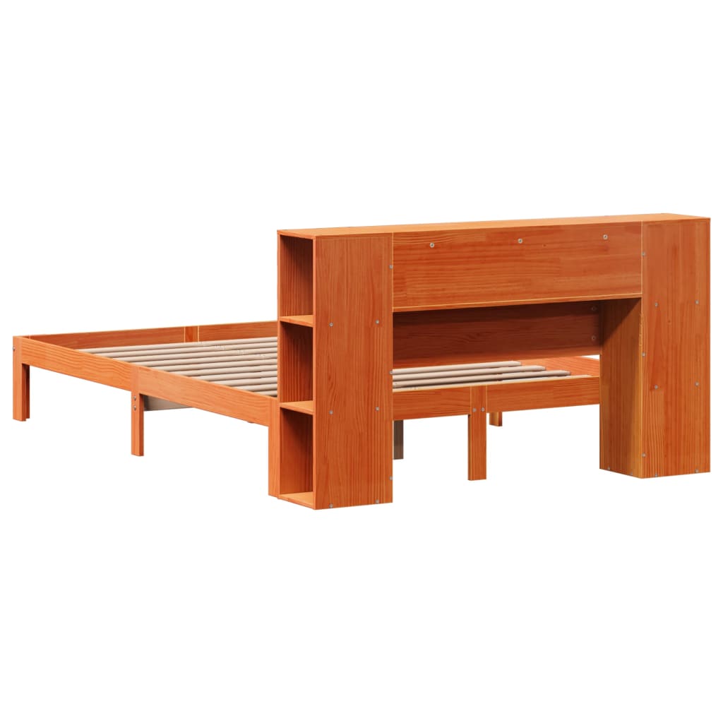 Bookcase Bed without Mattress Wax Brown 135x190 cm Doouble Solid Wood Pine
