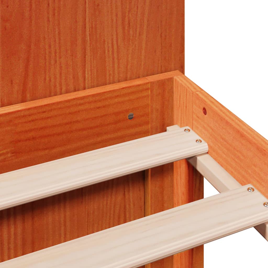 Bookcase Bed without Mattress Wax Brown 135x190 cm Doouble Solid Wood Pine