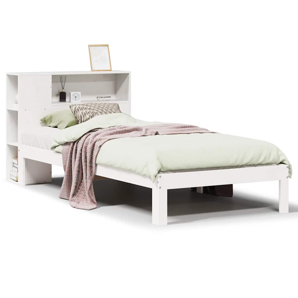 Bookcase Bed without Mattress White 75x190 cm Small Single Solid Wood Pine