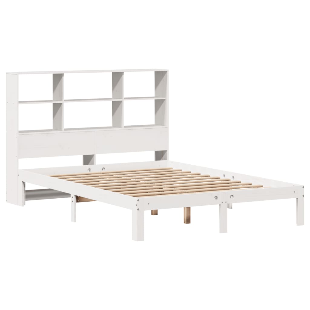 Bookcase Bed without Mattress White 140x190cm Solid Wood Pine